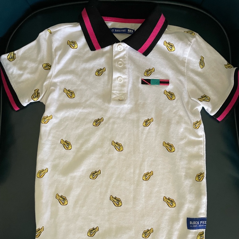 Black Pike White Polo Shirt for Kids